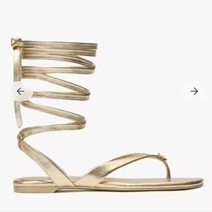 Kate Spade Women's 10B Elegant Gold Flower Gladiator Sandals New In Box